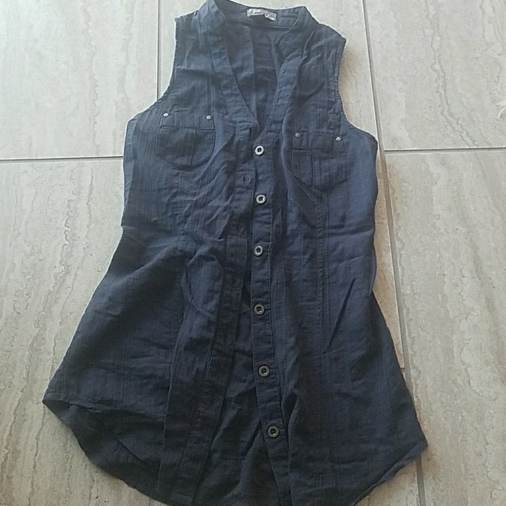 Lace up button up blouse
